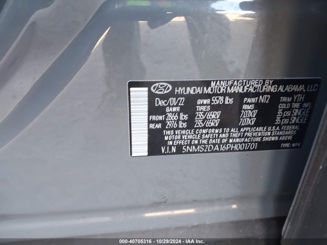 Hyundai Santa Fe Hybrid Blue 2023 5NMS2DA16PH001701 Image 9