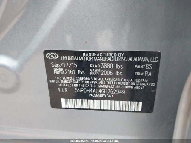 Hyundai ELANTRA SE 2016 5NPDH4AE4GH762949 Image 9