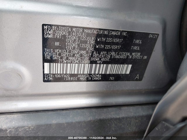 Toyota Rav4 Xle 2021 2T3W1RFV3MC136866 Image 9