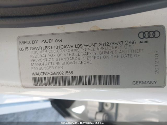 WAUGFAFC5GN021568 Audi A6 2.0t Premium Plus