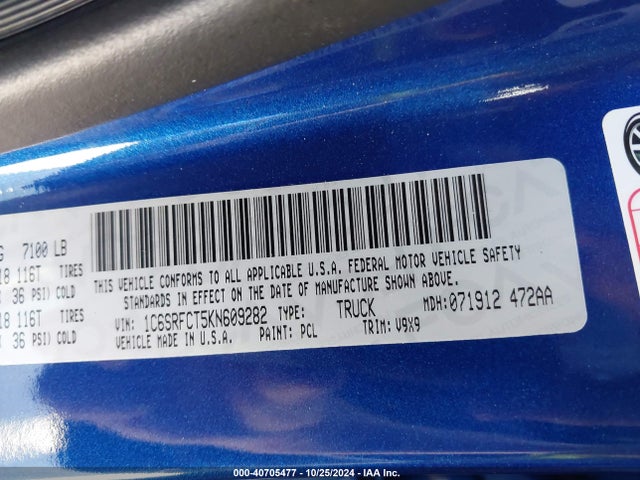 RAM 1500 Tradesman  4x4 6'4 Box 2019 1C6SRFCT5KN609282 Image 9