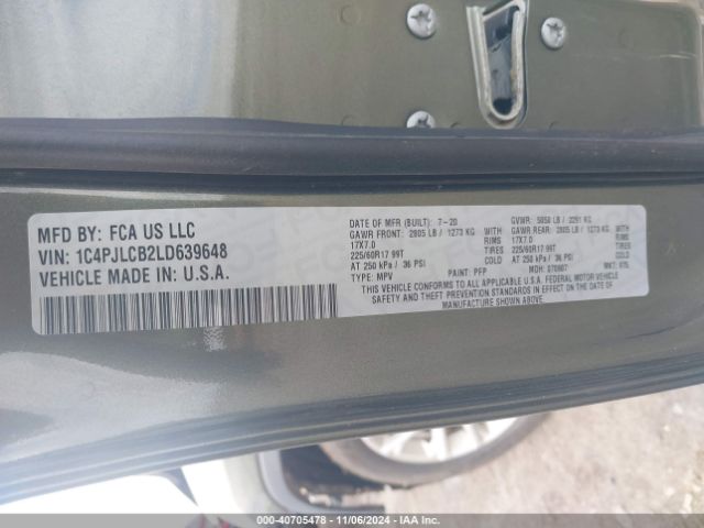 1C4PJLCB2LD639648 Jeep Cherokee Latitude Fwd