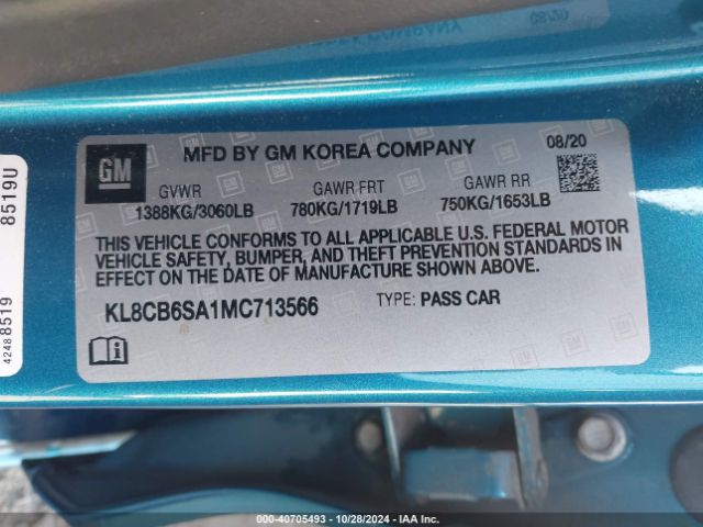 KL8CB6SA1MC713566 Chevrolet Spark Fwd Ls Automatic