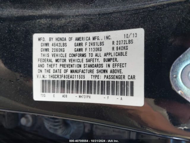 1HGCR3F80EA011505 Honda Accord Ex-l V-6