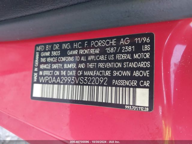 1997 PORSCHE 911 WP0AA2993VS322092 Photo 8