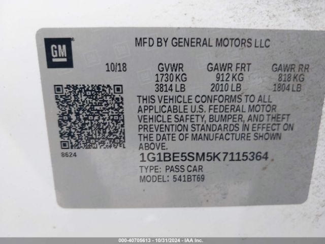 1G1BE5SM5K7115364 Chevrolet CRUZE LT