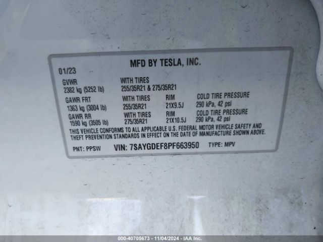 2023 TESLA MODEL Y 7SAYGDEF8PF663950 Photo 8