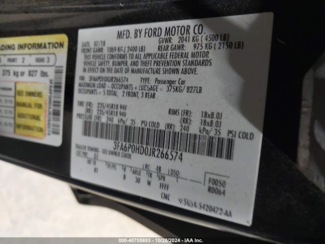 3FA6P0HD0JR266574 Ford FUSION SE