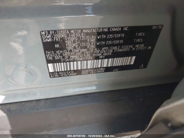 2T3A1RFV5KW045569 Toyota Rav4 Xle Premium
