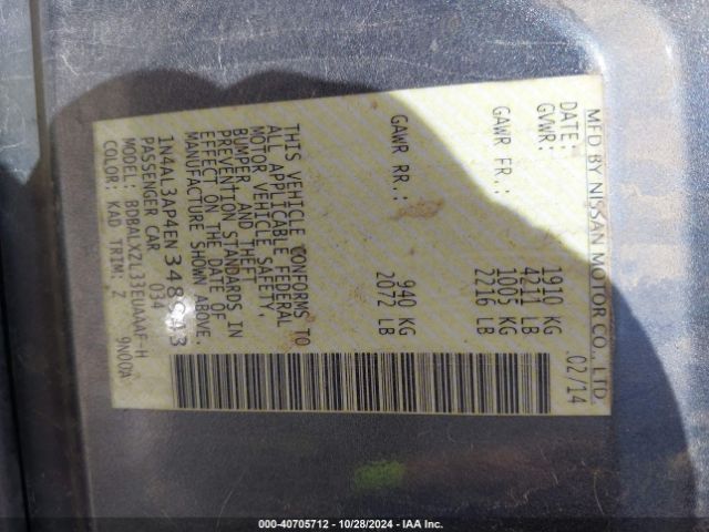 1N4AL3AP4EN348943 Nissan Altima 2.5 Sl