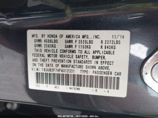 19UUB2F74FA012331 Acura Tlx V6 Advance