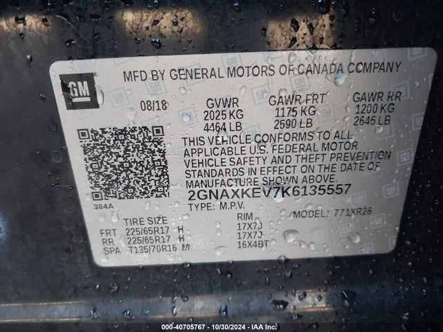 Chevrolet EQUINOX LT 2019 2GNAXKEV7K6135557 Image 9