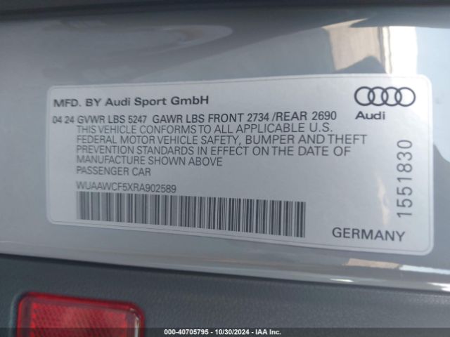 WUAAWCF5XRA902589 Audi RS5