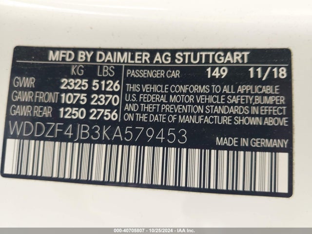 WDDZF4JB3KA579453 Mercedes-Benz E 300