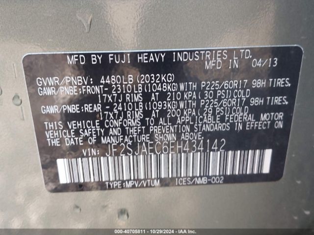 JF2SJAEC6EH434142 Subaru Forester 2.5i Premium