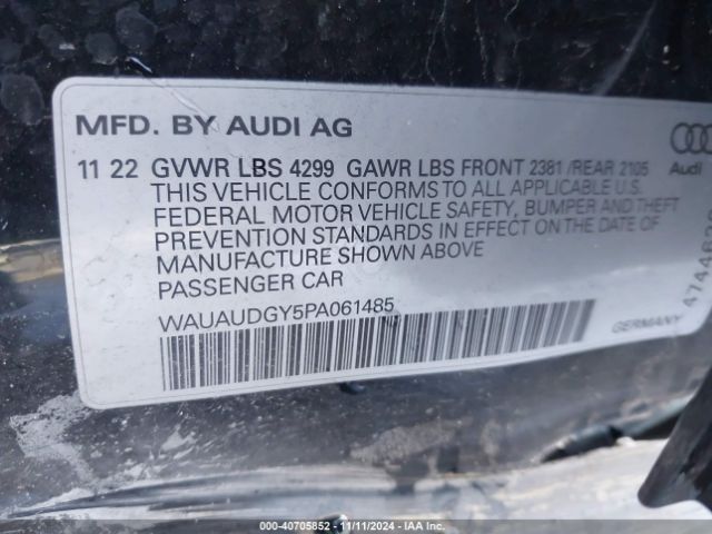 WAUAUDGY5PA061485 Audi A3 Premium 40 Tfsi Front-wheel Drive S Tronic