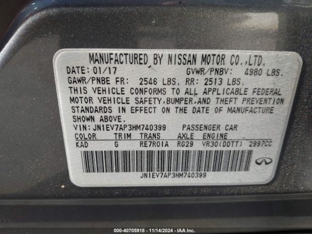 JN1EV7AP3HM740399 Infiniti Q50 3.0t Premium
