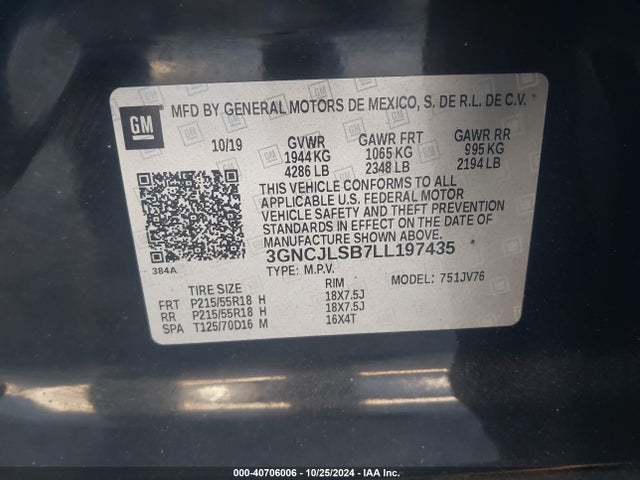 Chevrolet Trax Fwd Lt 2020 3GNCJLSB7LL197435 Image 9