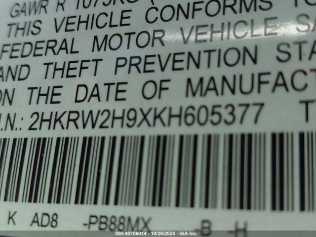 2HKRW2H9XKH605377 Honda Cr-v Touring
