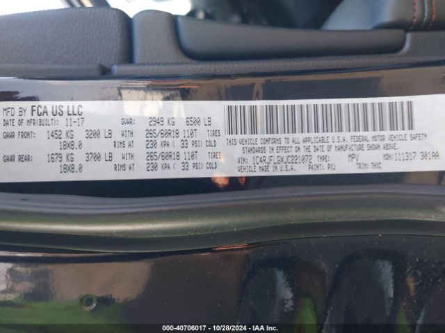 1C4RJFLGXJC221072 Jeep Grand Cherokee Trailhawk 4x4