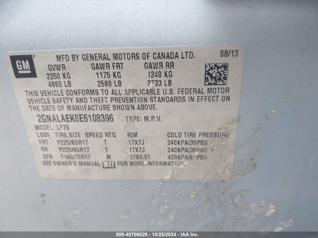 Chevrolet EQUINOX LS 2014 2GNALAEK6E6108396 Image 9