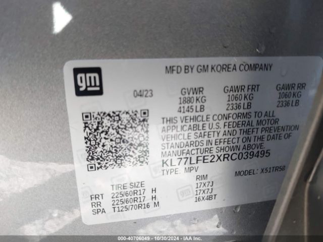 KL77LFE2XRC039495 Chevrolet Trax Fwd Sp