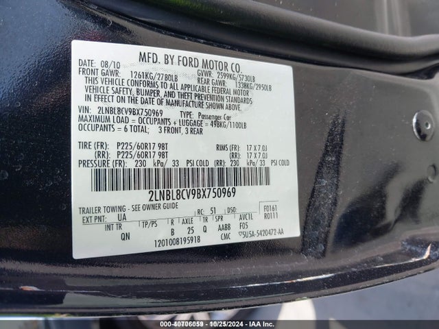 Aukcja sprzedaży 2011 Lincoln Town Car Signature Limited, vin: 2LNBL8CV9BX750969, numer aukcji: 40706059