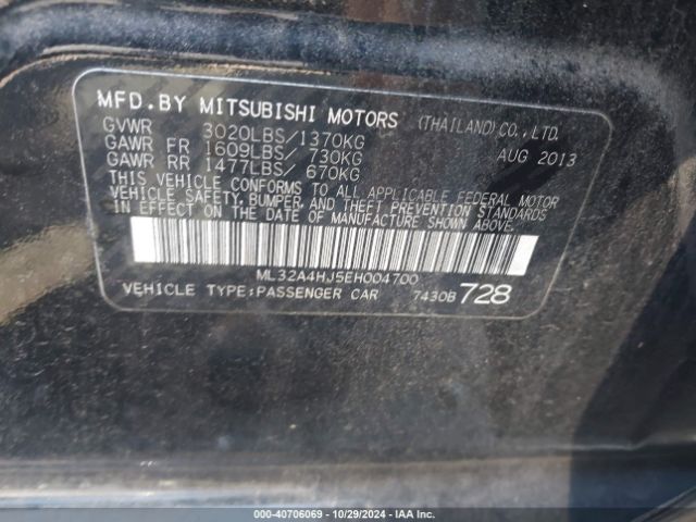 ML32A4HJ5EH004700 Mitsubishi MIRAGE ES