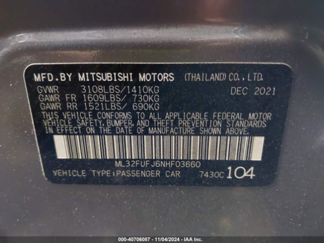 2022 MITSUBISHI MIRAGE G4 ML32FUFJ6NHF03660 Photo 8
