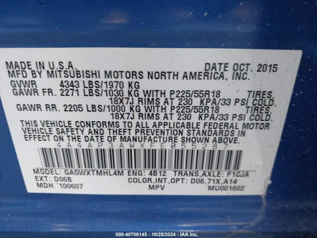 2015 MITSUBISHI OUTLANDER SPORT 4A4AP3AWXFE055287 Photo 8