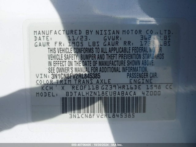 Nissan Versa 1.6 Sr 2024 3N1CN8FV2RL845385 Image 9