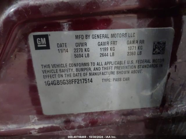 1G4GB5G38FF217514 Buick Lacrosse Leather