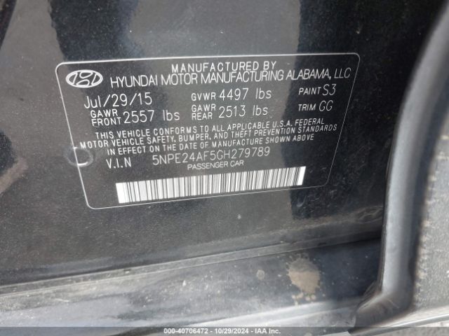 5NPE24AF5GH279789 Hyundai SONATA SE