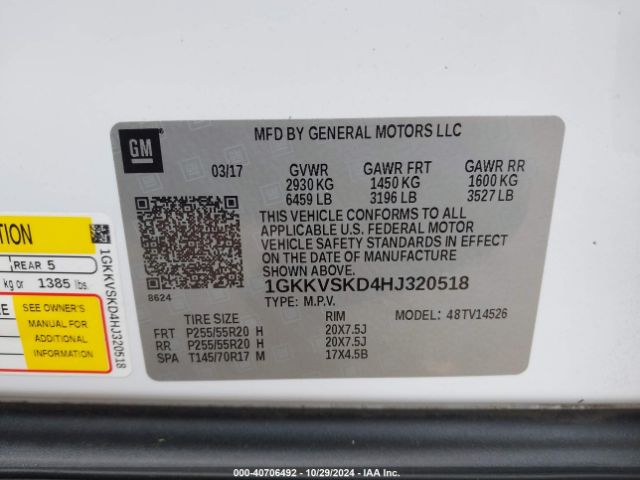 1GKKVSKD4HJ320518 GMC Acadia Limited