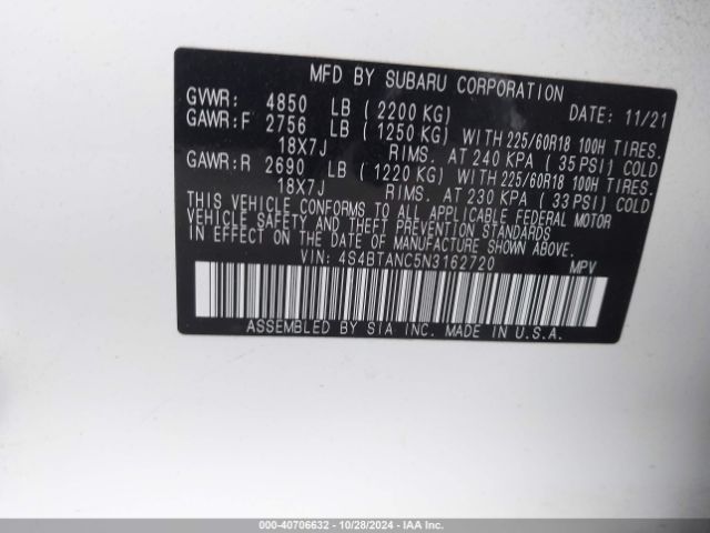 4S4BTANC5N3162720 Subaru Outback Limited