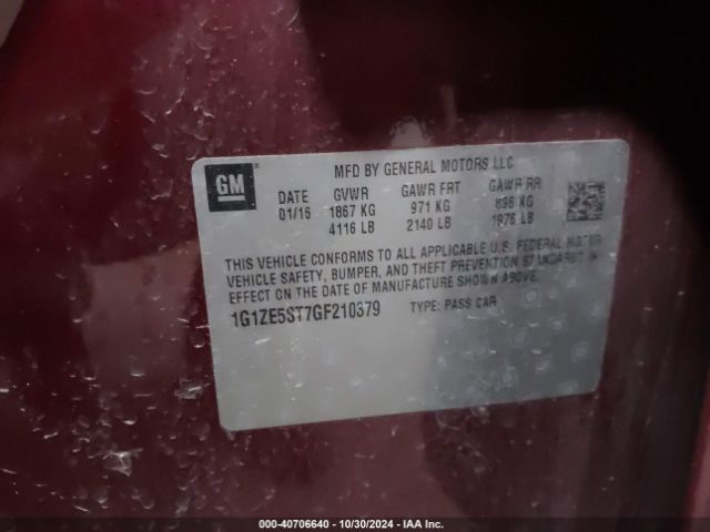 1G1ZE5ST7GF210379 Chevrolet MALIBU 1LT