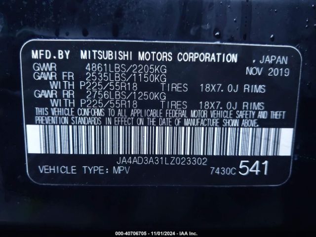 JA4AD3A31LZ023302 Mitsubishi Outlander Se 2.4