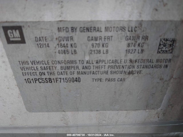 Chevrolet Cruze 1lt Auto 2015 1G1PC5SB1F7159040 Image 9