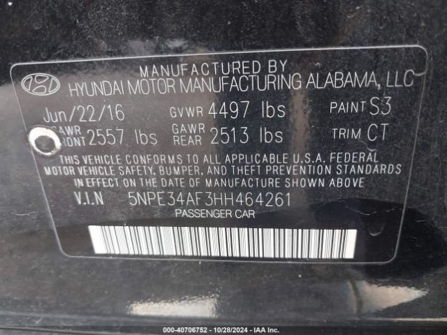 5NPE34AF3HH464261 Hyundai Sonata Sport