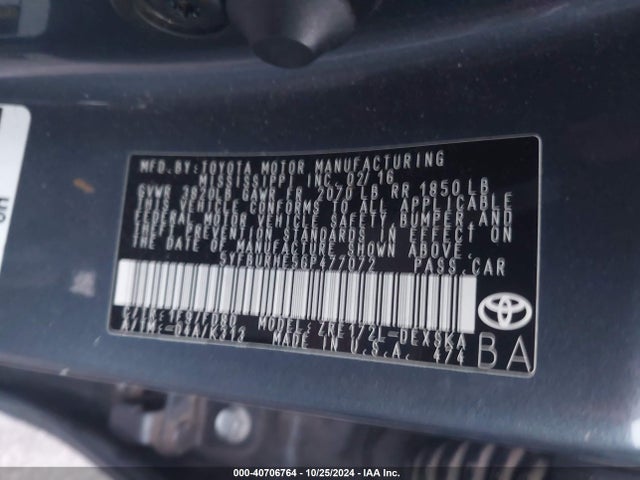 Toyota Corolla S Plus 2016 5YFBURHE5GP477072 Image 9