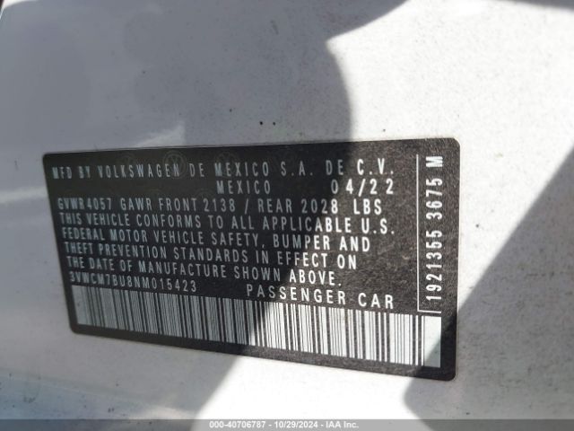 3VWCM7BU8NM015423 Volkswagen Jetta 1.5t S