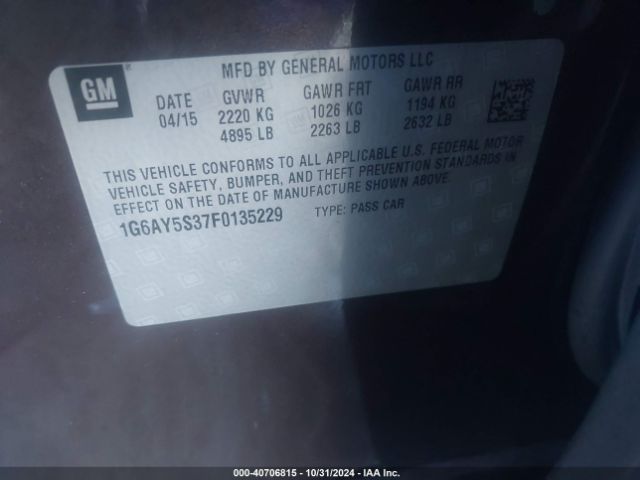 1G6AY5S37F0135229 Cadillac Cts Performance
