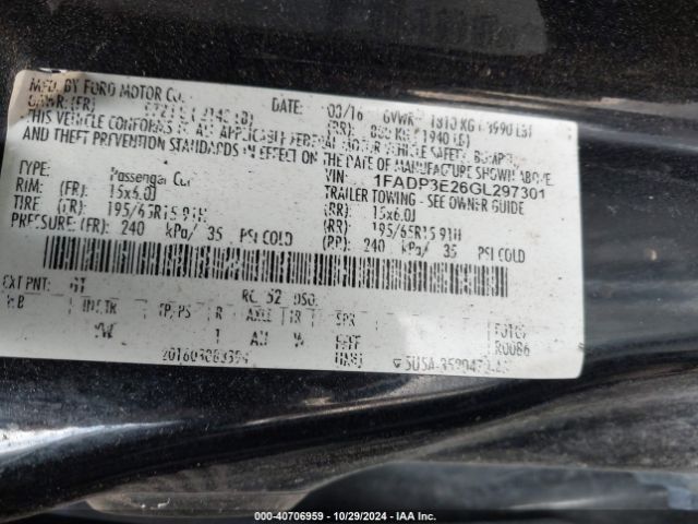 1FADP3E26GL297301 Ford FOCUS S