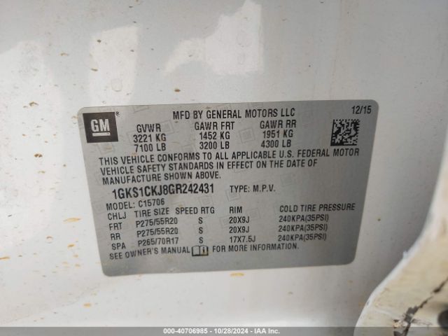 1GKS1CKJ8GR242431 GMC YUKON DENALI