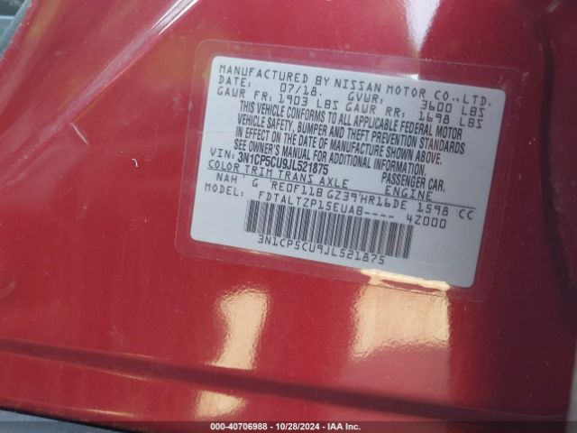 3N1CP5CU9JL521875 Nissan KICKS SR