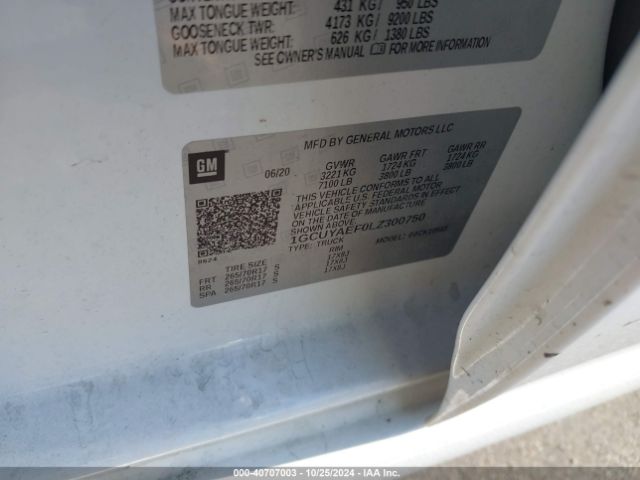 1GCUYAEF0LZ300750 Chevrolet Silverado 1500 4wd  Short Bed Wt