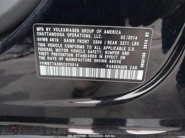 1VWBT7A36EC073314 Volkswagen Passat 1.8t Se