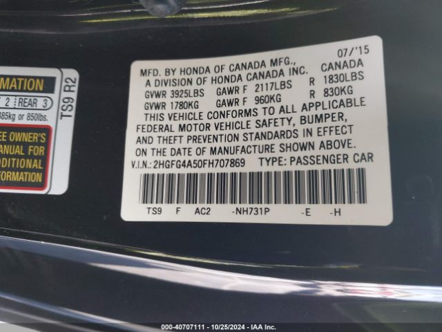 2HGFG4A50FH707869 Honda CIVIC SI