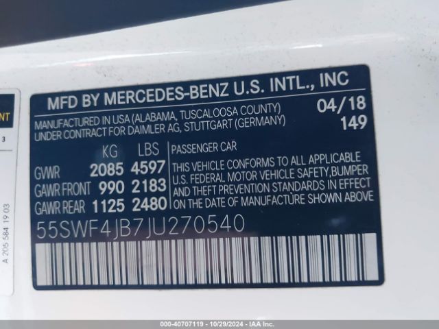 55SWF4JB7JU270540 Mercedes-Benz C 300