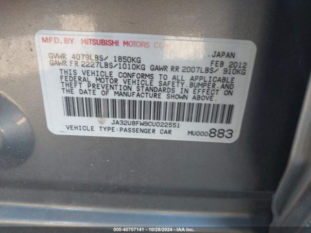 2012 MITSUBISHI LANCER JA32U8FW9CU022551 Photo 8